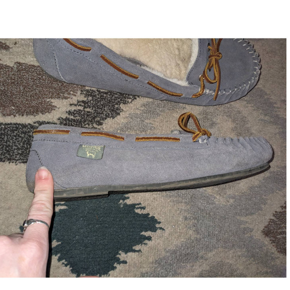 Cloud nine genuine sheepskin/leather gray driving moccasin- hard sole - Picture 2 of 5